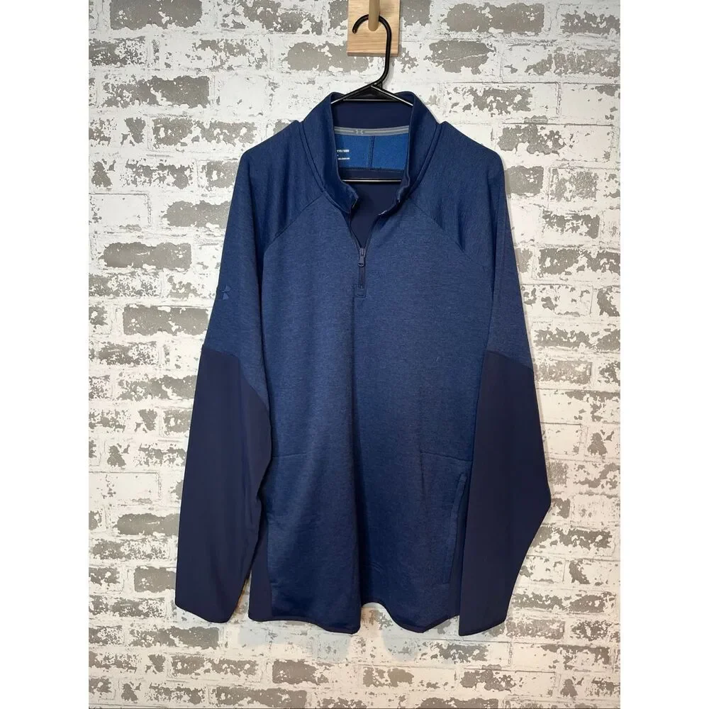Under armour | men blue two tone 1/4 zip pullover athletic loose fit